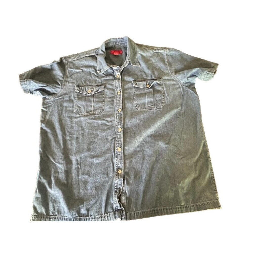Venezia Jeans Blue Denim Button-Down Short Sleeve Shirt Size 18/20